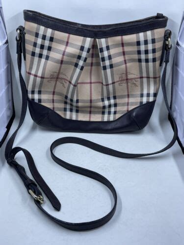 Burberry Haymarket Hartham Crossbody Canvas W/ Chocolate 